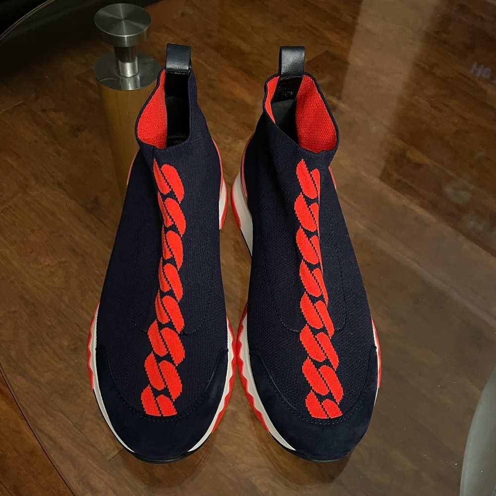 Hermes VOLO Navy and Red Women's Sneakers - Picture 2 of 8